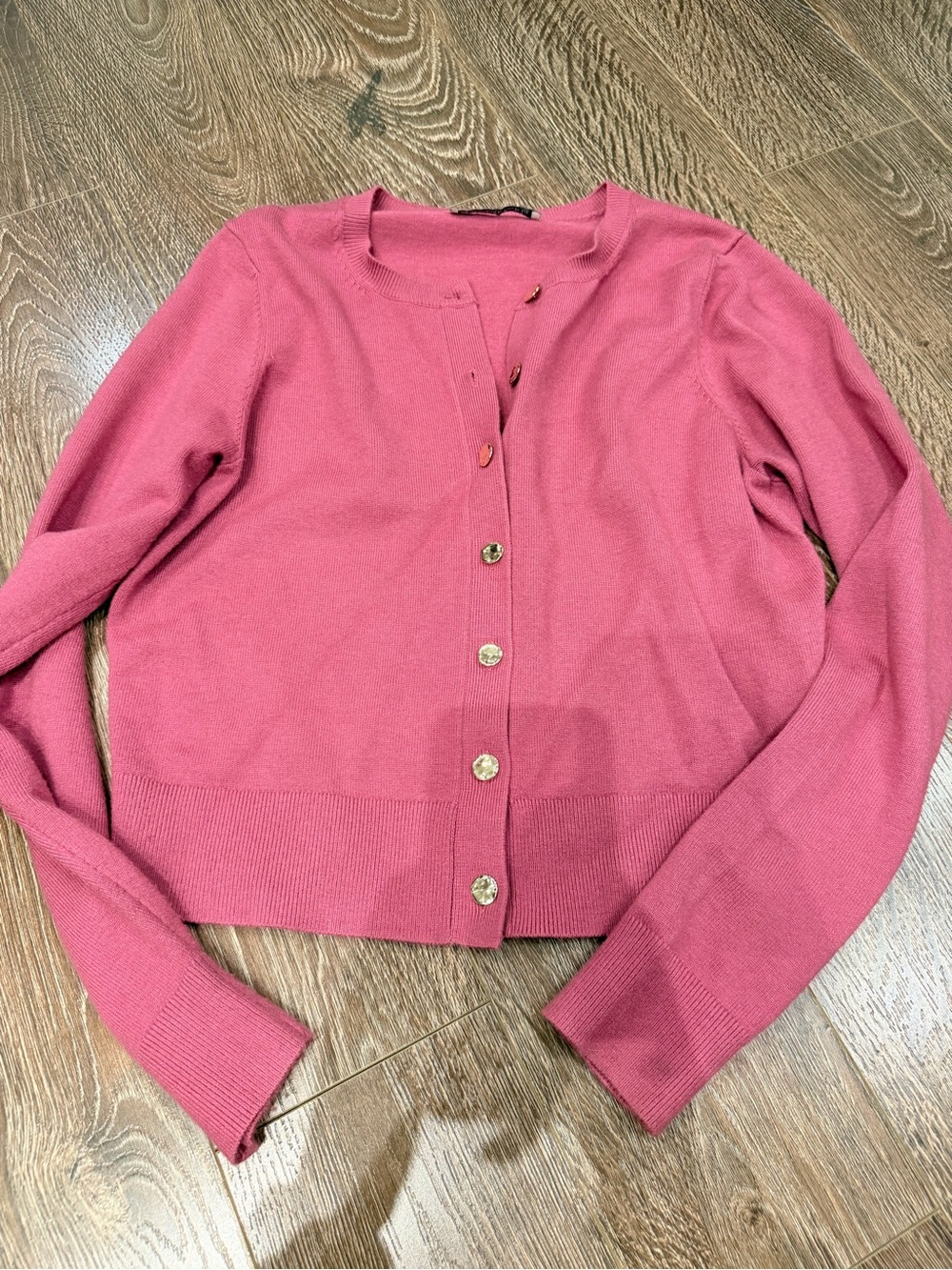 Abercrombie & Fitch Rose-Pink Button Front Knit Cardigan - Picture 3 of 3
